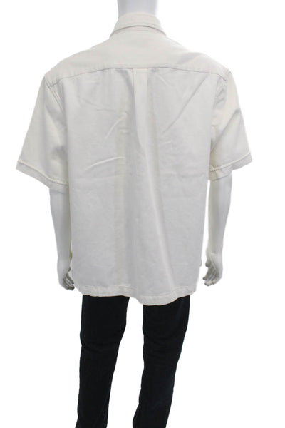 Banana Republic Merns Short Sleeves Button Down Shirt White Cotton Size Large