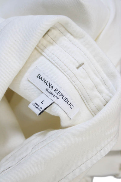 Banana Republic Merns Short Sleeves Button Down Shirt White Cotton Size Large