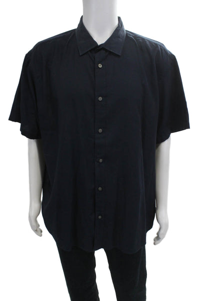 Untuckit Mens Short Sleeves Button Shirt Navy Blue Size Extra Extra Extra Large