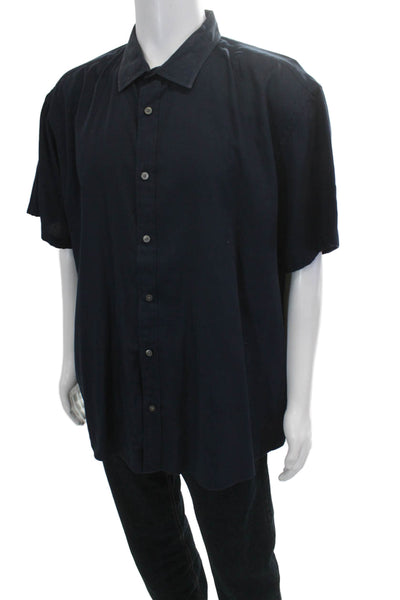 Untuckit Mens Short Sleeves Button Shirt Navy Blue Size Extra Extra Extra Large