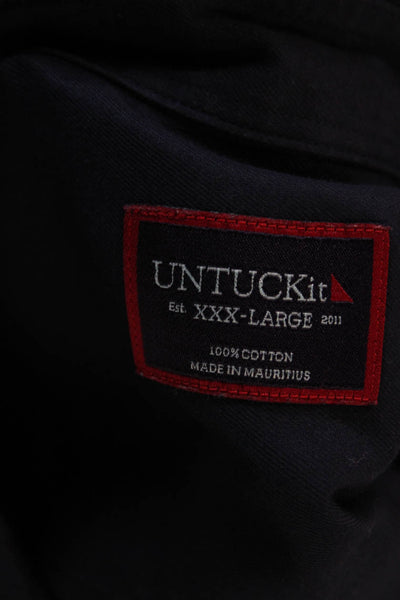 Untuckit Mens Short Sleeves Button Shirt Navy Blue Size Extra Extra Extra Large