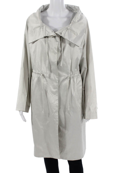Charles Nolan Women Raincoat Windbreaker Beige Designer Drawstring Size 14