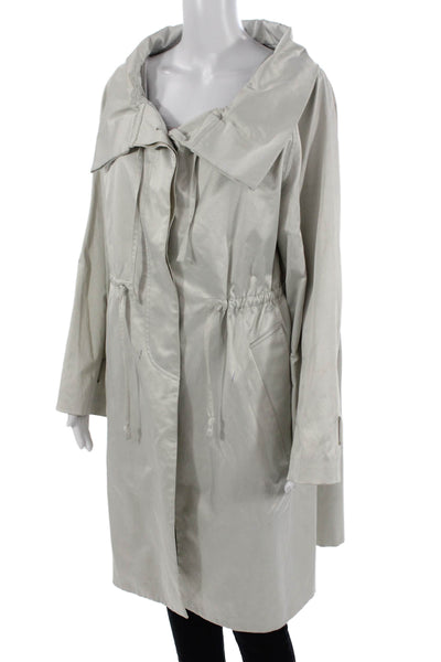 Charles Nolan Women Raincoat Windbreaker Beige Designer Drawstring Size 14