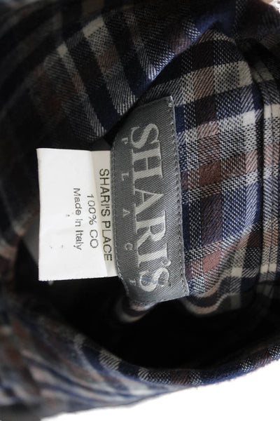 Sharis Place Women Plaid Collared Cotton Button-Up Long Sleeve Top 90s Size 40