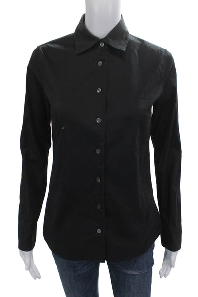 J Crew Womens Basic Collared Black Long Sleeve Button-Up Top Size XS