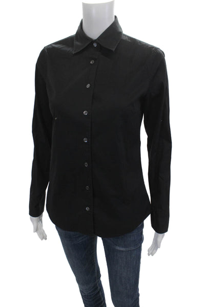 J Crew Womens Basic Collared Black Long Sleeve Button-Up Top Size XS