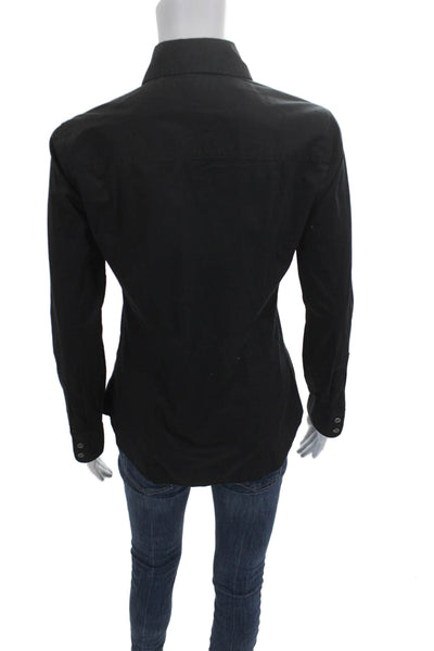 J Crew Womens Basic Collared Black Long Sleeve Button-Up Top Size XS