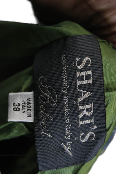 Shari's Place Women Plaid Wool Blazer Button Long Sleeve Blue Size 38