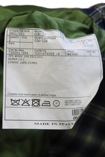 Shari's Place Women Plaid Wool Blazer Button Long Sleeve Blue Size 38