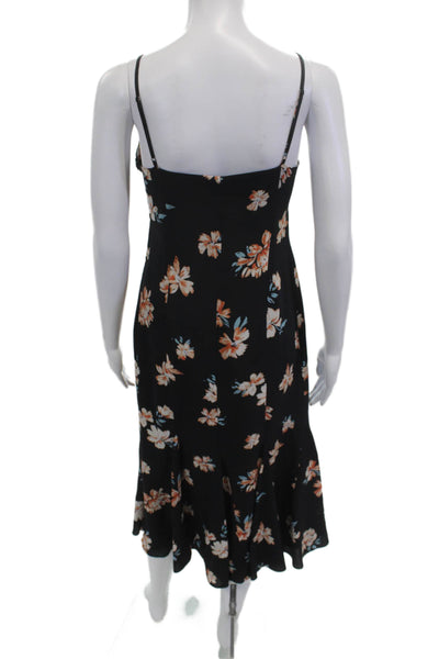 FiveSeventyFive Women Slip Dress Black Silk Floral V-Neck Size S