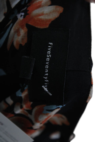 FiveSeventyFive Women Slip Dress Black Silk Floral V-Neck Size S