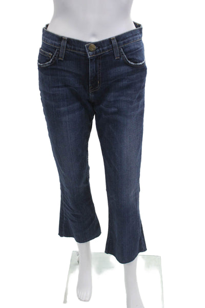 Current/Elliott Women Dark Blue Bootcut Cropped Jeans Low Rise Button Size 27