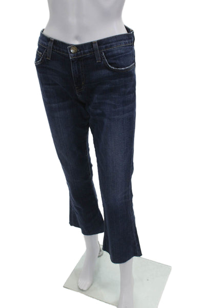 Current/Elliott Women Dark Blue Bootcut Cropped Jeans Low Rise Button Size 27
