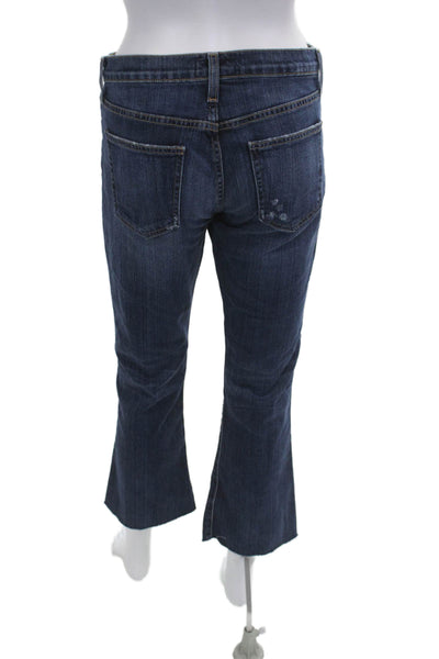 Current/Elliott Women Dark Blue Bootcut Cropped Jeans Low Rise Button Size 27