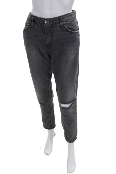 Current/Elliott Women Boyfriend Cropped Ankle Jeans Dark Gray Size 27