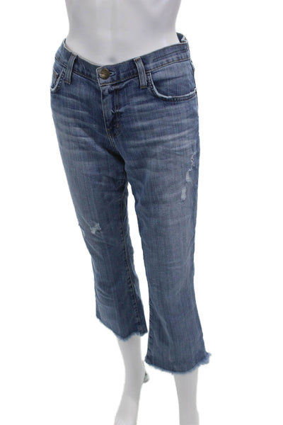 Current/Elliott Women Bootcut Cropped Jeans Blue Low Rise Inseam 24 Size 27
