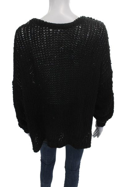 Free People Unisex Black V Neck Pullover Sweater Long Sleeve Boho Size S