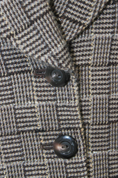 Ellen Tracy Unisex Black Check Wool Blazer Button Collared Long Sleeve Size 8