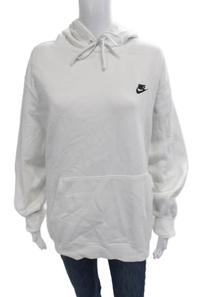 Nike Unisex Pullover Hoodie White Drawstring Long Sleeve Cotton Blend Size XL