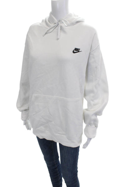 Nike Unisex Pullover Hoodie White Drawstring Long Sleeve Cotton Blend Size XL