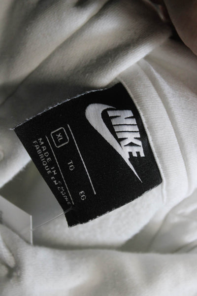 Nike Unisex Pullover Hoodie White Drawstring Long Sleeve Cotton Blend Size XL