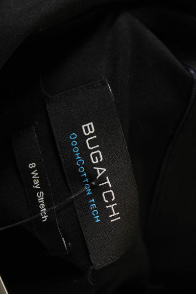 Bugatchi Mens Cotton Casual Button Down Shirt Solid Black Size M