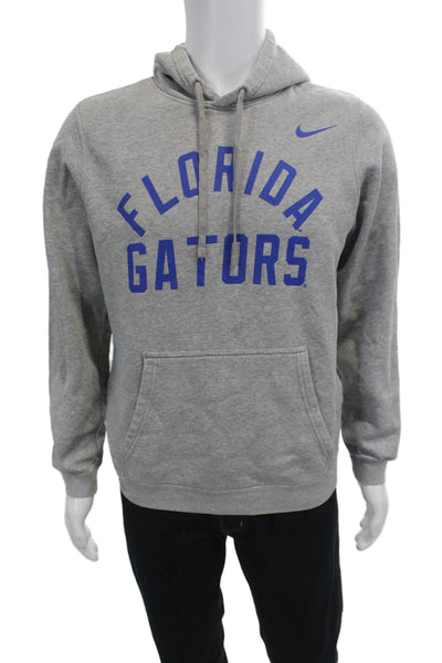 Nike Mens Pullover Hoodie Gray Graphic College Cotton Blend Long Sleeve Size S