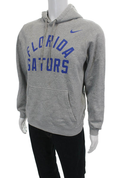 Nike Mens Pullover Hoodie Gray Graphic College Cotton Blend Long Sleeve Size S
