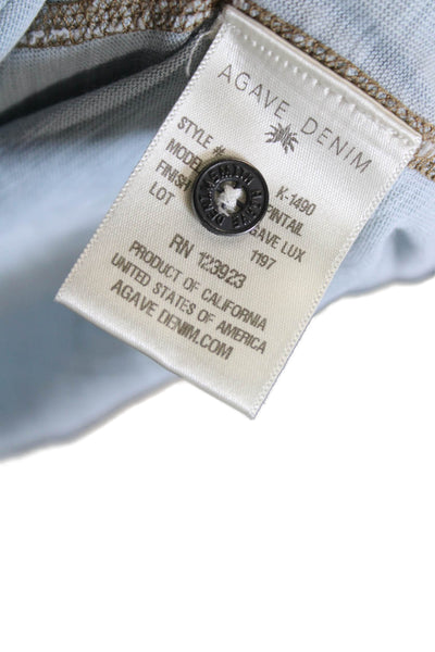 Agave Denim Co Mens Light Blue Solid Round Neck Long Sleeve Cotton Tee Size M