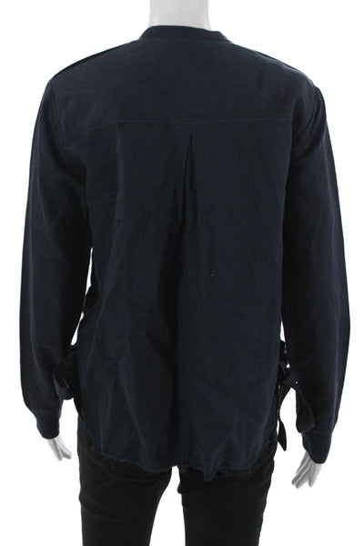 Kenneth Cole Unisex Bomber Military Jacket Dark Blue Cotton Blend Zip Size S