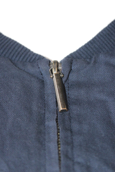 Kenneth Cole Unisex Bomber Military Jacket Dark Blue Cotton Blend Zip Size S
