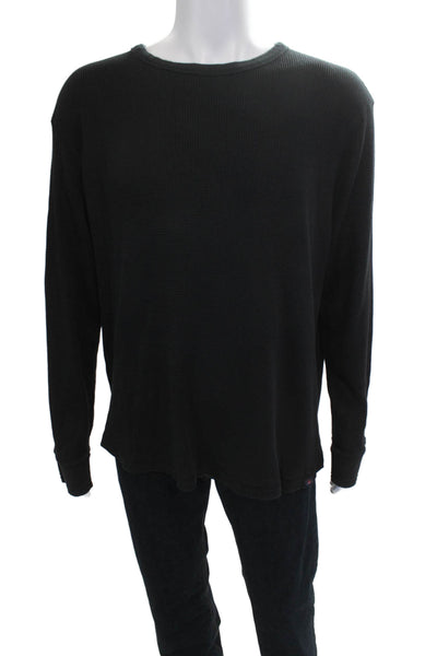 Faherty Mens Long Sleeve Black T-Shirt Crew Neck Size 2X