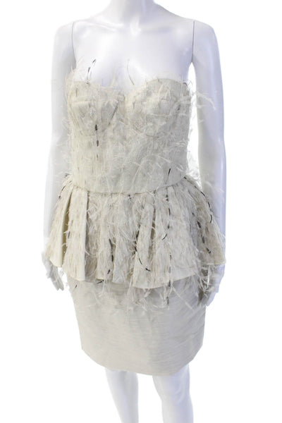 Jason Wu Women Sheath Dress Beige Sleeveless Size 6