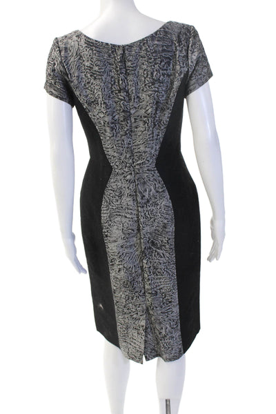 Carolina Herrera Women Black Sheath Dress Square Neck Short Sleeve Silk Size 6