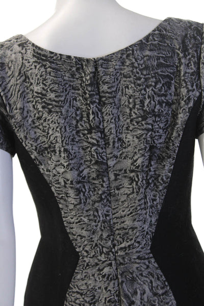 Carolina Herrera Women Black Sheath Dress Square Neck Short Sleeve Silk Size 6