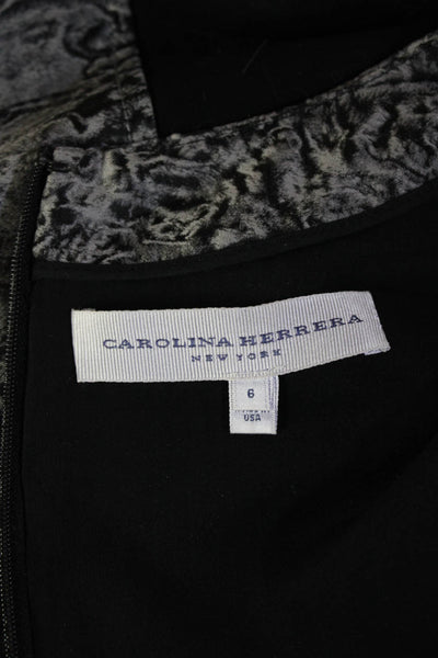 Carolina Herrera Women Black Sheath Dress Square Neck Short Sleeve Silk Size 6