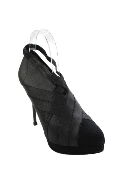 Yves Saint Laurent Womens Suede Divine 85 Ankle Booties Black Size 38.5 8.5