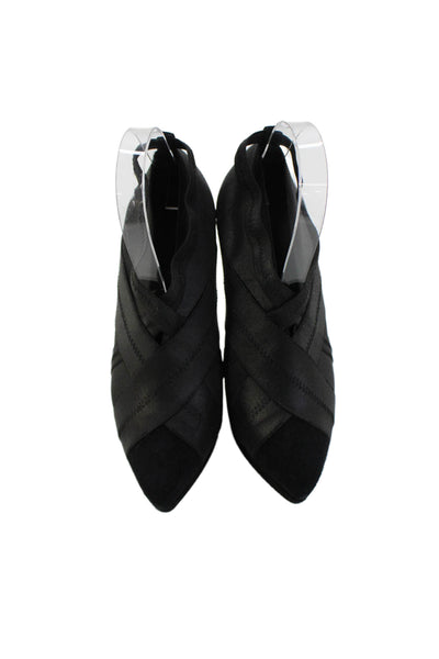 Yves Saint Laurent Womens Suede Divine 85 Ankle Booties Black Size 38.5 8.5