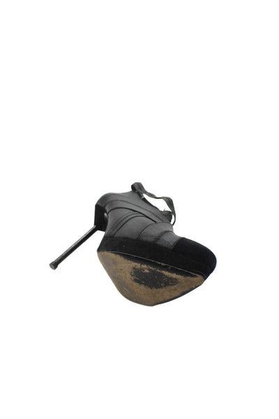 Yves Saint Laurent Womens Suede Divine 85 Ankle Booties Black Size 38.5 8.5
