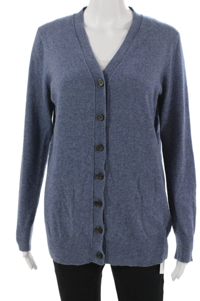 J Crew Unisex Cardigan V Neck Button Front Blue Wool Cashmere Size S
