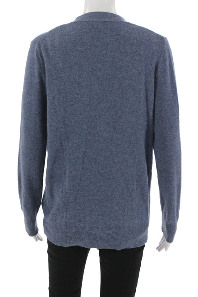 J Crew Unisex Cardigan V Neck Button Front Blue Wool Cashmere Size S