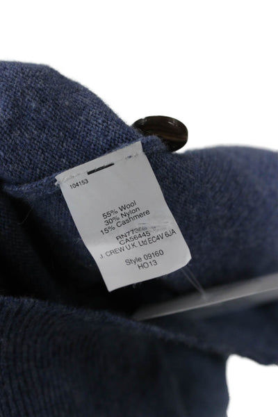 J Crew Unisex Cardigan V Neck Button Front Blue Wool Cashmere Size S