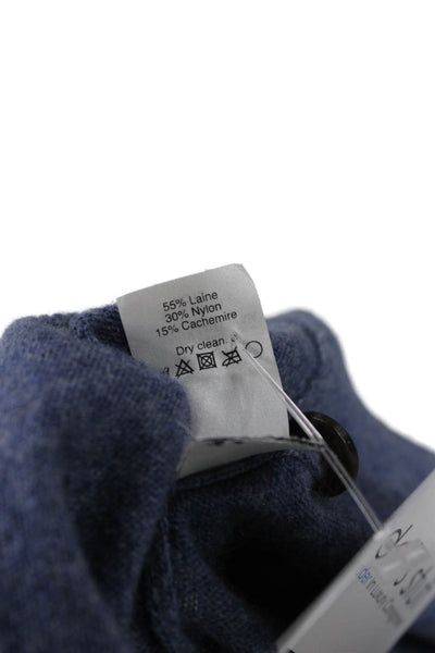 J Crew Unisex Cardigan V Neck Button Front Blue Wool Cashmere Size S