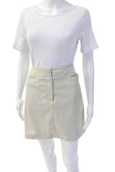 Tail Women Straight Pencil Skirt Beige Polyester Spandex Size S