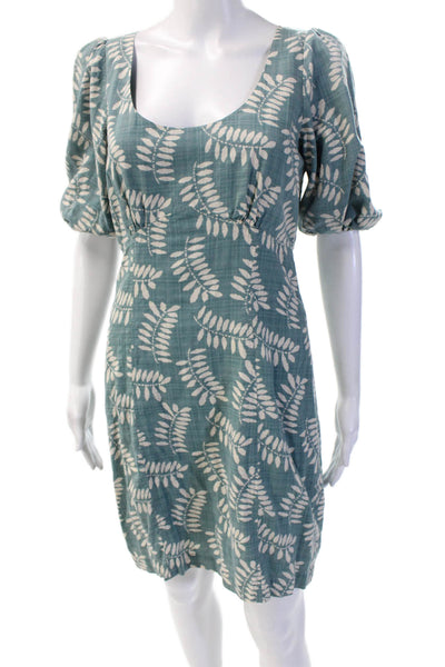 Parker Women Shift Floral Square Neck Short Sleeve Dress Green Size 8