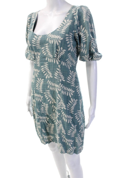 Parker Women Shift Floral Square Neck Short Sleeve Dress Green Size 8