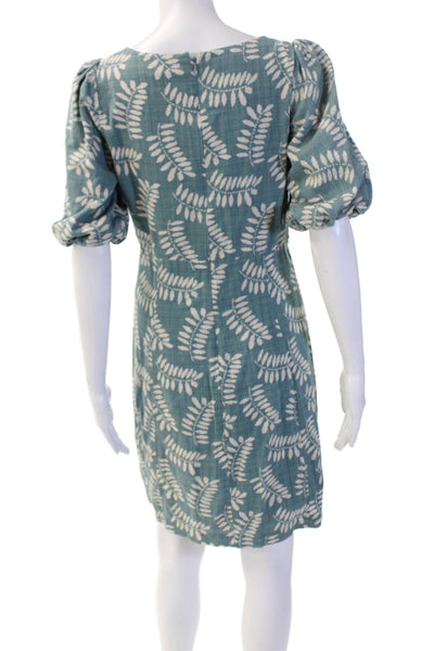 Parker Women Shift Floral Square Neck Short Sleeve Dress Green Size 8