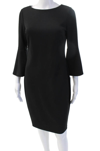 Calvin Klein Womens Sheath Dress Black Long Sleeve Knee Length Size 4