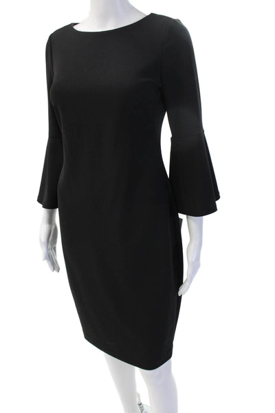 Calvin Klein Womens Sheath Dress Black Long Sleeve Knee Length Size 4