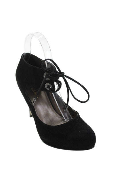 Cole Haan Womens Suede Tied Ankle Strap Pump High Heels Black Size 7